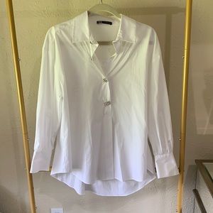Zara white top with statement buttons
